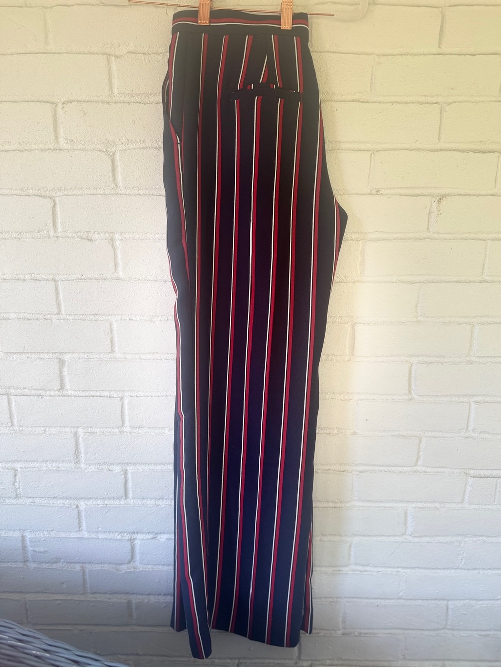 BANANA REPUBLIC Wide Leg Navy Pinstripe Trousers ⢠Womens Size 6 Long
